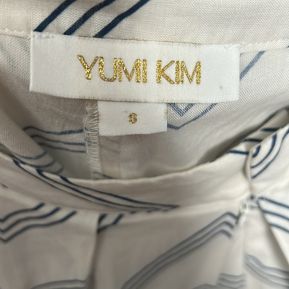 Yumi Kim Linen Skort Pants Wide Leg White Navy Stripe Pleated size small - Picture 12 of 17